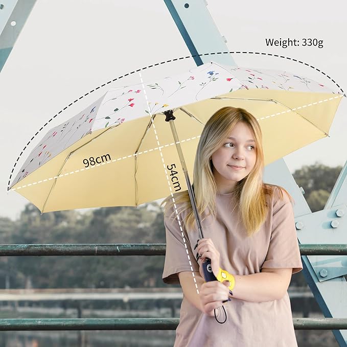 Color Glue Coating Sun Umbrella UV Protection Compact Folding Windproof Parasols Travel Auto Open Close Blocking UV 99.98%