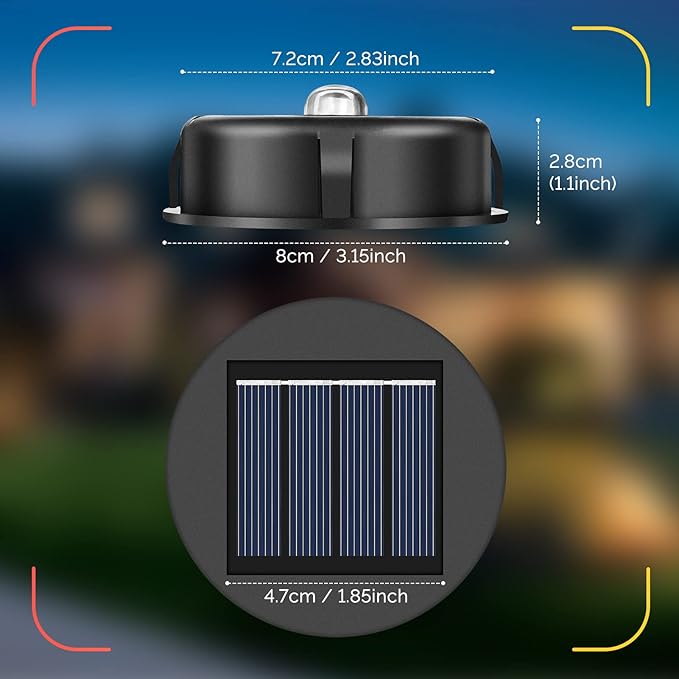 ELUTENG Solar Light Replacement 4 Pack (Top Size 3.15 inch, Bottom Size 2.76 inch) LED Solar Lantern Light Lids Outdoor Waterproof Replacement Solar Light Tops Warm White LED