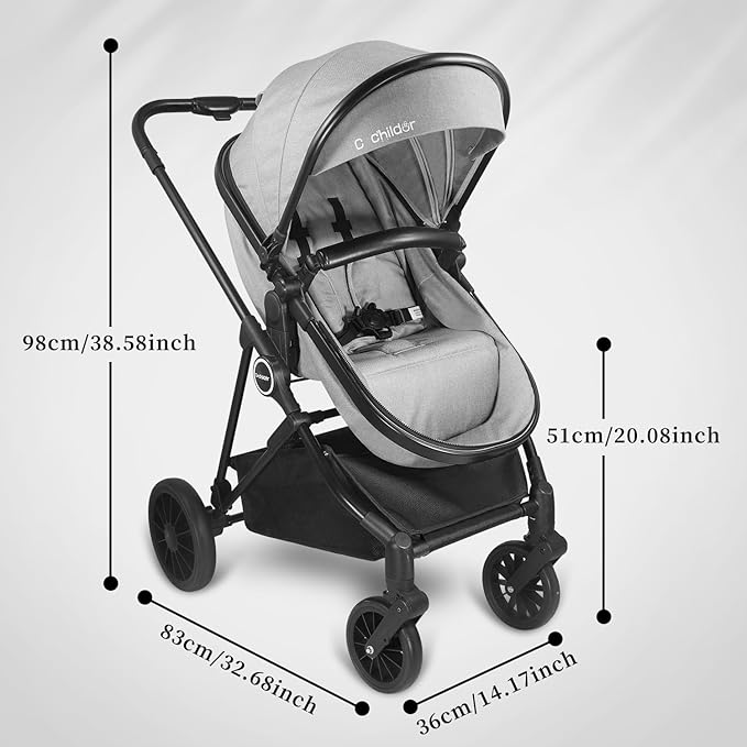 Lite 2.0 Baby Stroller with Newborn Mode, 2-in-1 Foldable Infant Stroller with Reversible Seat and UPF 50+ Canopy