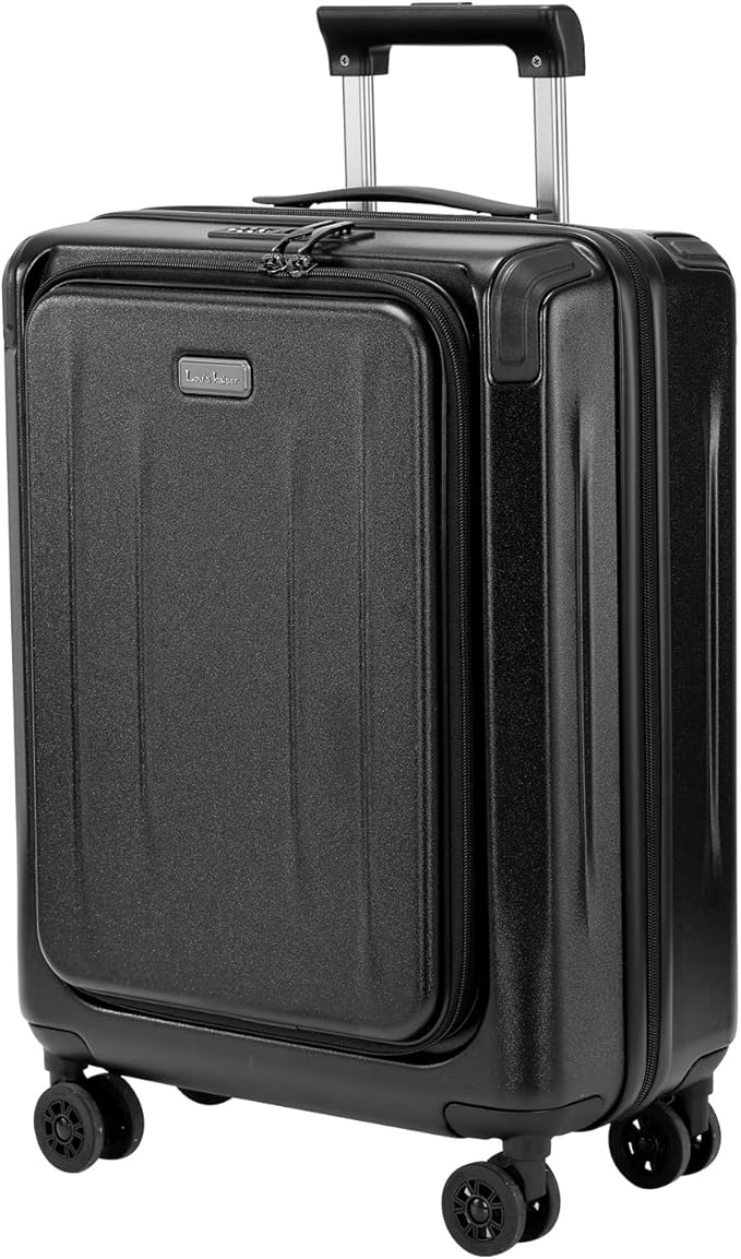Carry On Luggage, 20 Inch Top Opening Aluminum Frame Lightweight Airline Approved ABS+PC Hard Shell Suitcases with Silent Wheels, TSA Lock, Front Pocket & Wet-dry Separated Six-piece Set (20IN, Black)