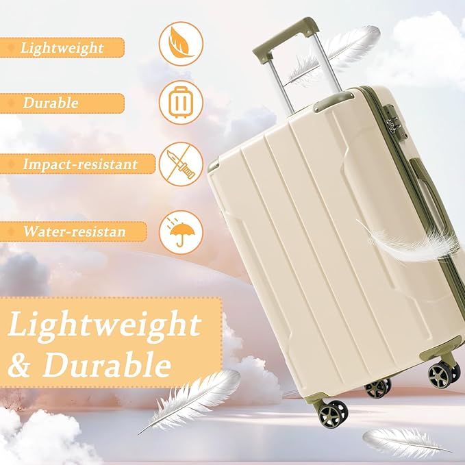 Merax Luggage Set 3 Piece Hardshell Suitcases with Spinner Wheels, TSA Lock, Lightweight Travel Luggage 20" Carry On 24" 28" Expandable Checked for Family Trips