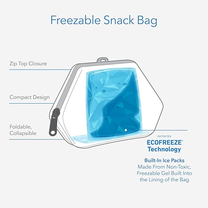 PackIt Freezable Snack Bag, Spaceman, Built with EcoFreeze Technology, Foldable, Reusable, Zip Closure Locks in Cool Dry Air, and Fresh Snacks On the Go