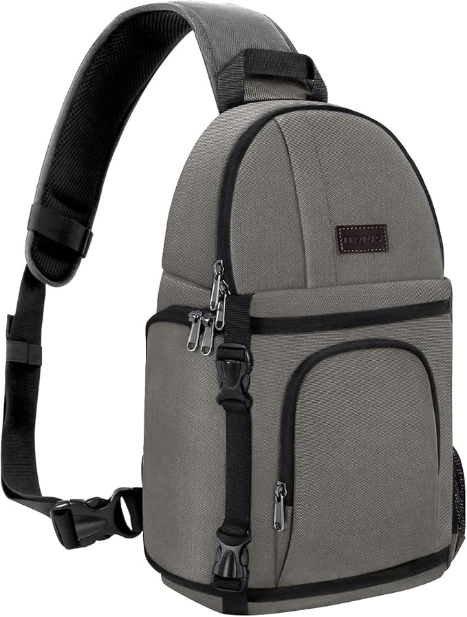 MOSISO Camera Sling Bag, DSLR/SLR/Mirrorless Camera Backpack Case Shockproof Photography Backpack with Tripod Holder & Removable Modular Inserts Compatible with Canon/Nikon/Sony/Fuji