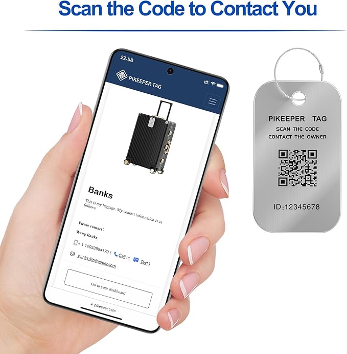 Smart Luggage Tags for Suitcase 4-Pack (2S2B) - Waterproof QR Code ID Labels, Show Scanner’s Location on Scan, Customizable & Durable Travel Tags for Backpack, Securely Hide Personal Info