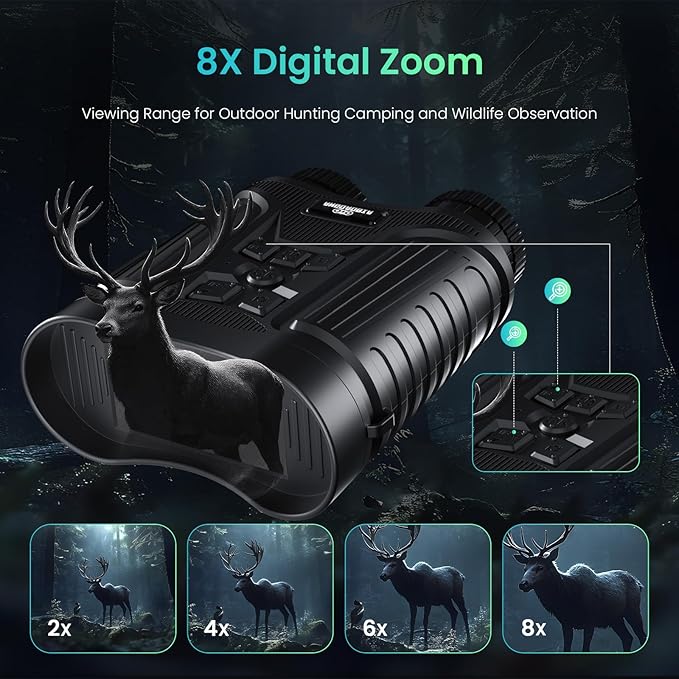 Night Vision Goggles, 4K Night Vision Binoculars for Adults, 3'' HD Screen & 8X Digital Zoom External Flashlight, 2000FT Viewing Range for Outdoor