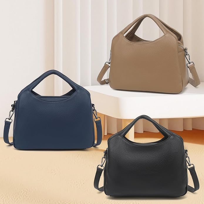 KOGTLA Genuine Leather Purses for Women, Crossbody Shoulder Bags with Top-Handle, Tote Satchel Handbags