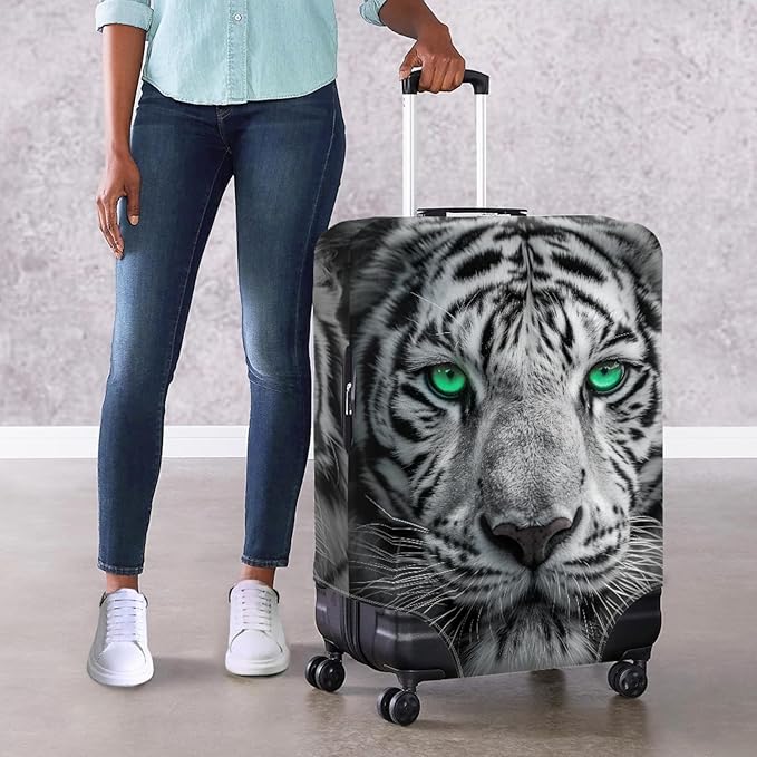 Tiger Animal 3D Printed Travel Luggage Suitcase Cover 30-32 Inch Cover Spandex Suit Case Protector for Carry On Luggage