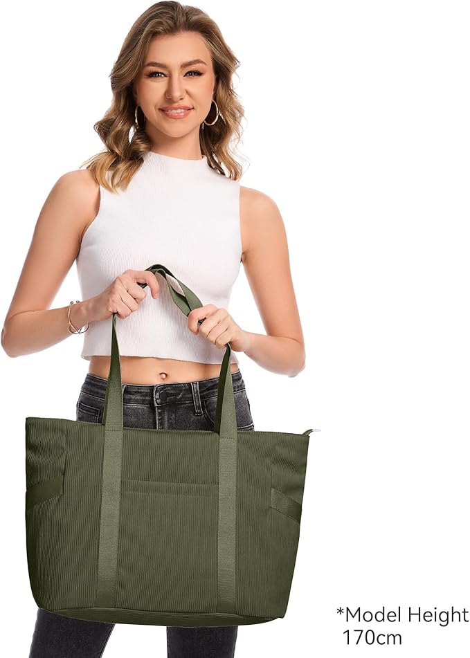 Tote Bag for Women with Zipper, Travel Tote Bags with Compartments Large Shoulder Bag Handbag for Gym Work School