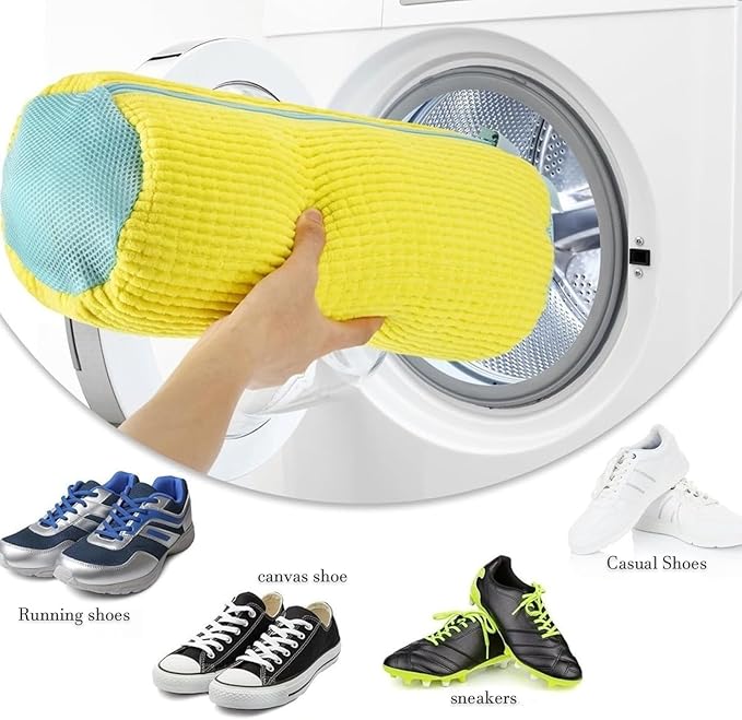 Shoe Cleaning Bags2-Pack Shoe Washing Machine Bags - Universal Laundry Shoe Cleaning Bags for Washer & Dryer, Fits All Shoe Types (Grey)