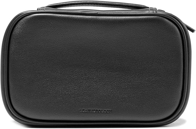 Leatherology Black Onyx Leatherology Small Travel Organizer - Zipped mesh storage pocket, elastic loops for organization, compact travel size