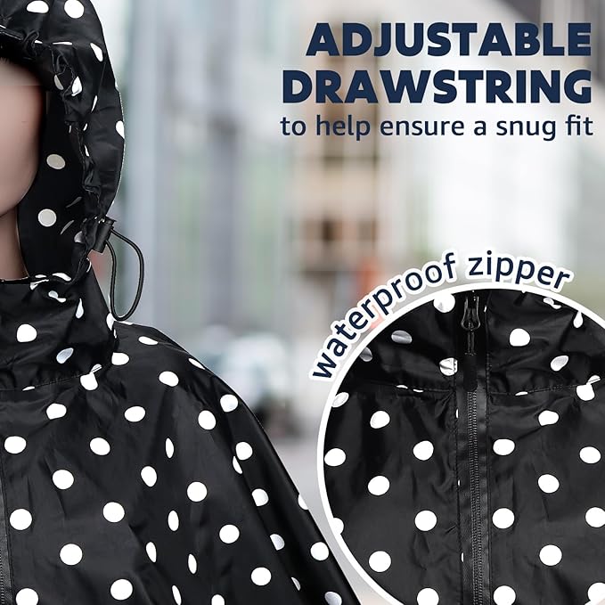 ANYOO Waterproof Rain Poncho Lightweight Reusable Hiking Hooded Coat Jacket for Outdoor Activities