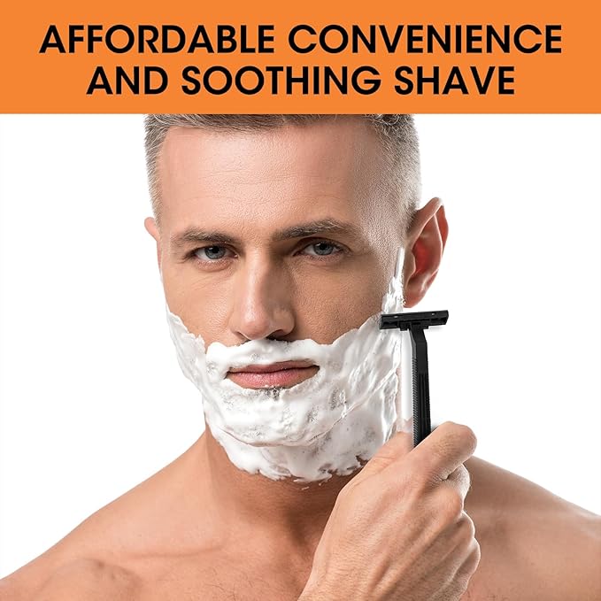 CXYARY 50 Pcs 3 Blade Disposable Razors With Clear Safety Cap, Shaving Razors Bulk for Men &Women, Stainless Steel Blade, Multipurpose Portable Shave Razor for Bathing Hotel Travel, Black