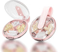 1 Pack Easy-to-Hold Small Round Pink Pill Organizer with Decorative Strap, 4 Compartments, Compact Travel Pill Box Case, Portable and Moistureproof to Store Vitamins, Medication and Supplements