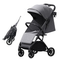 Compact Travel Stroller for Toddlers, Lightweight & Airplane Ready Stroller for Baby/Infant w Telescoping Handle and Cup Holder, One-Hand Quick Fold, Near Flat Recline Seat, TR18, Grey
