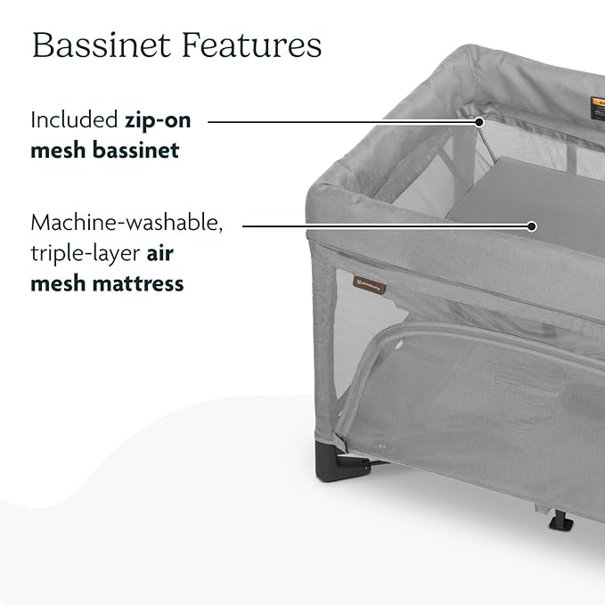 UPPAbaby Remi Playard | Deluxe 3-in-1 Portable Playard, Bedside Bassinet + Travel Crib| Mesh Bassinet, Mattress, Organic Cotton Mattress Cover + Storage Bag Included | Stella (Grey Brushed Mélange)