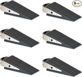 Shackcom Rubber Door Stopper Wedge, 6 Pack Black Heavy Duty Door Stop Suitable for All Floor Types, with Stainless Steel Hangers for Easy Storage, Prevents Unwanted Slams and Bumps