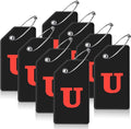 8 Pcs Luggage Tags for Suitcases, 26 Initial Letter Travel Luggage Baggage Identification Labels ID Tags Fully Bendable Tags with Stainless Steel Loop (Letter U, Black)