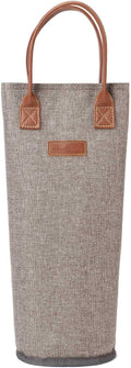 Zormy Single Bottle Insulated Wine Tote, Brushed Khaki Padded Cooler