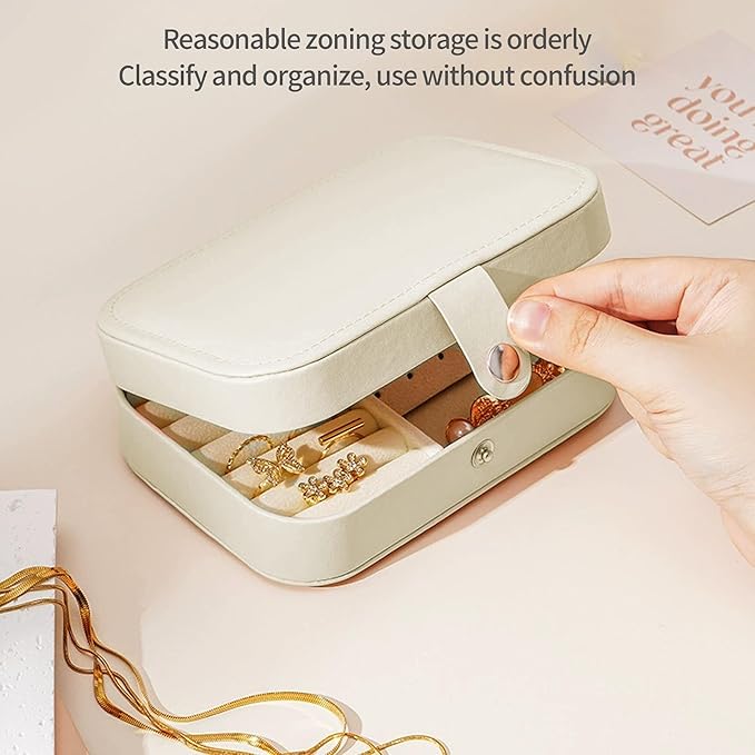 Travel Jewelry Box,Jewelry Travel Case, Small Jewelry Box,2 Layer Travel Jewlery Case, PU Leather Mini Portable Jewerly Storage Display Holder for Earrings, Ring, Necklaces, Bracelets