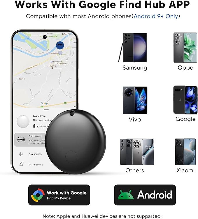 Air Tracker Tag for Android Smart Tag（Not for iOS）Air Tracker Tags-4 pack Android Work with Google Find Hub App Key Finder Bluetooth Tracker Item Locator for Purse, Keys, Luggage, Backpack, Pets，etc.
