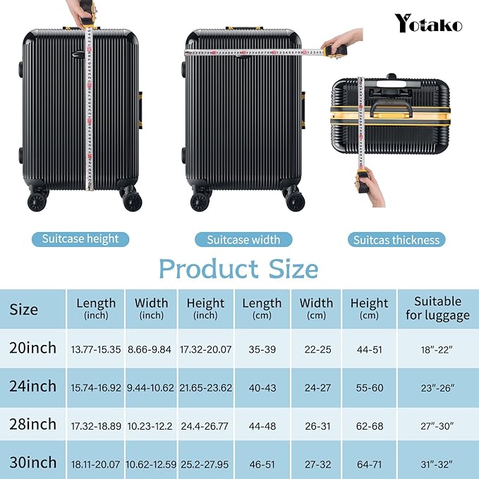 Yotako Luggage Cover,Thicker Luggage Protector Elastic Suitcase Cover Protector, Travel Anti Scratch Fits 18-32 Inch Suitcase Travel Accessories (20“, Black)