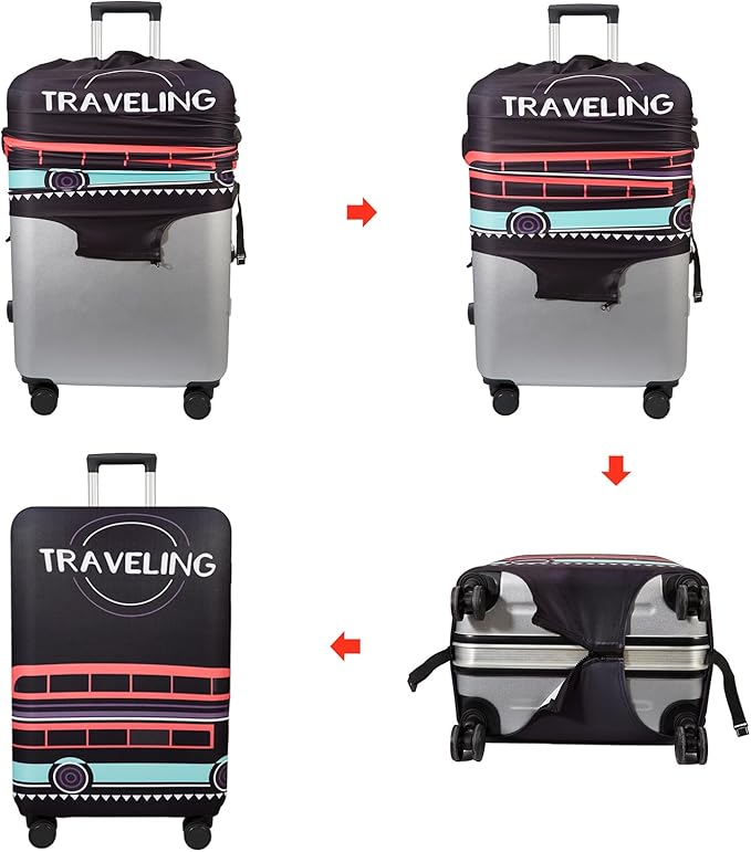 WUJIAONIAO Travel Luggage Cover Baggage Suitcase Cover Protector Skins 18-32 Inch (TRAVELING, S (for 18-20 inch luggage))