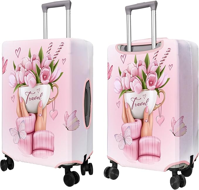 Travel Luggage Cover Suitcase Protector Fits 18-32 Inch Wheel Covers PatternedTravel Related Items Flower Luggage Protector Elastic L