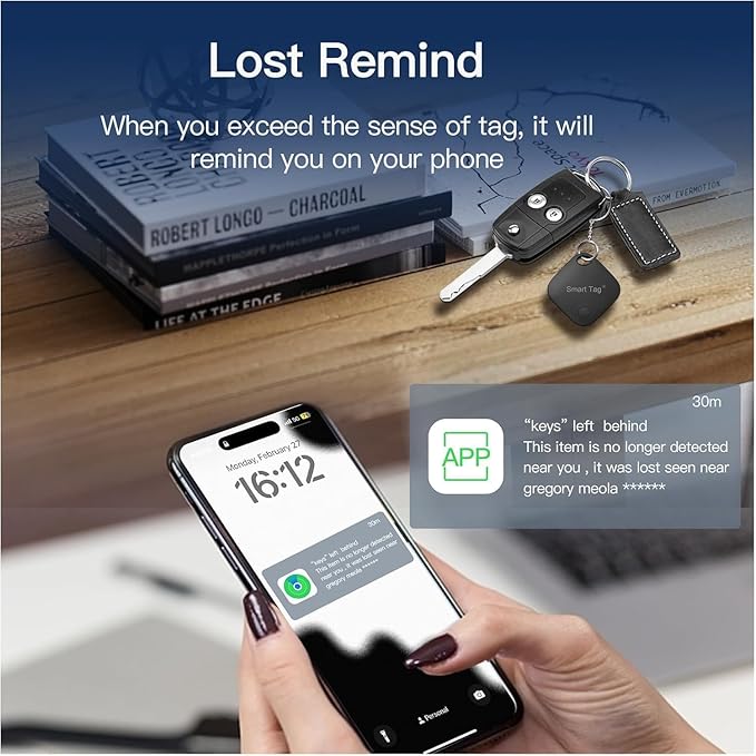 Air Tracker Tag 4 Pack Bluetooth Luggage Tracker tag Locator Works with Apple Find My,Smart Tracker for Suitcase, Bag, Backpack, Wallet,Replaceable Battery Smart tag Item Finder