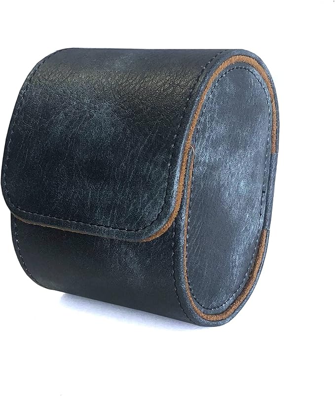 Longjet Watch Roll Travel Case for Men Portable Watches Organizer Box with Removable Velvet Pillow Holder (1 Slot Blue Grey)