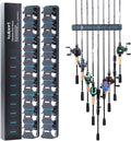 Fishing Rod Holder,Wall-Mounted Fishing Rod Rack Vertical Fishing Pole Holder Holds Up to 18 Rods or Combos,Fishing Rod Rack for Garage Organization System &Fits Most Rods