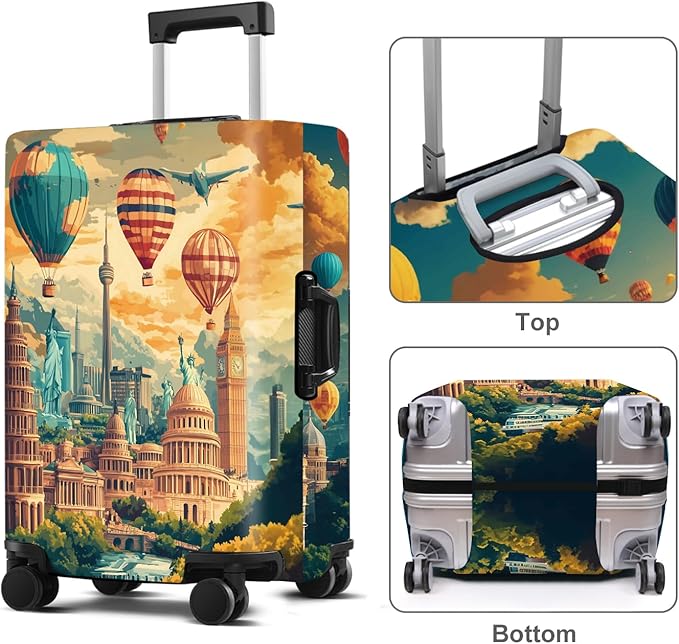 Luggage Cover Washable Suitcase Protector Anti-scratch Suitcase cover Fits 20-34 Inch Luggage (Balloon, L(28-30inch suitcase))