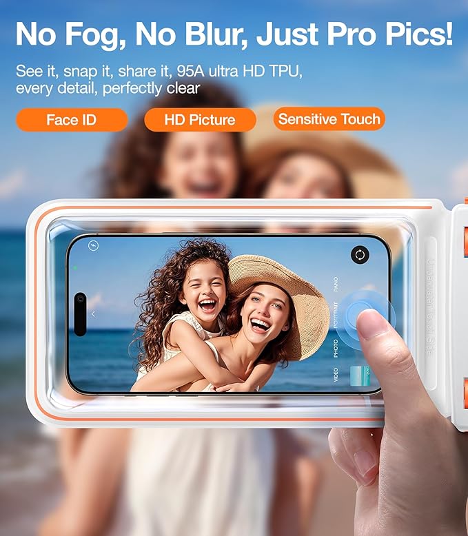 TORRAS IPX8 Waterproof Phone Pouch Floating, Underwater Screen Touchable, Water Proof Case with Lanyard for iPhone 16 Pro Max 15 S25, Cellphone Dry Bag Cruise Essentials 7.0 inch, White
