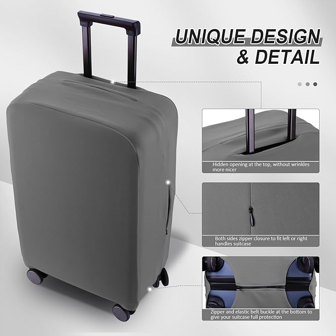 Travel Luggage Cover Suitcase Protector Scratch-Resistant Fit 19-31 Inch Suitcase, Not Included Suitcase (Slate Gray, SX(22-23 inch))
