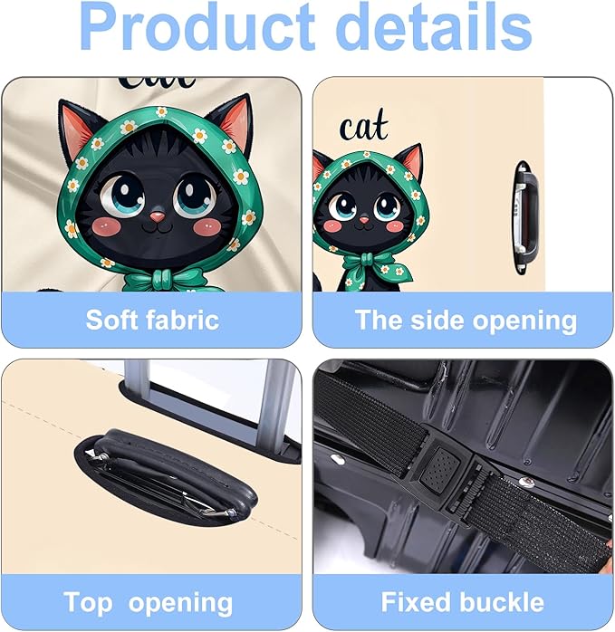 Luggage Cover Washable Suitcase Protector Anti-Scratch,Stretchable Fit for 20-34Inch Luggage Durable Travel Bag Cover with Zipper Closure (Cat, XL(fits 32-34Inch suitcase))