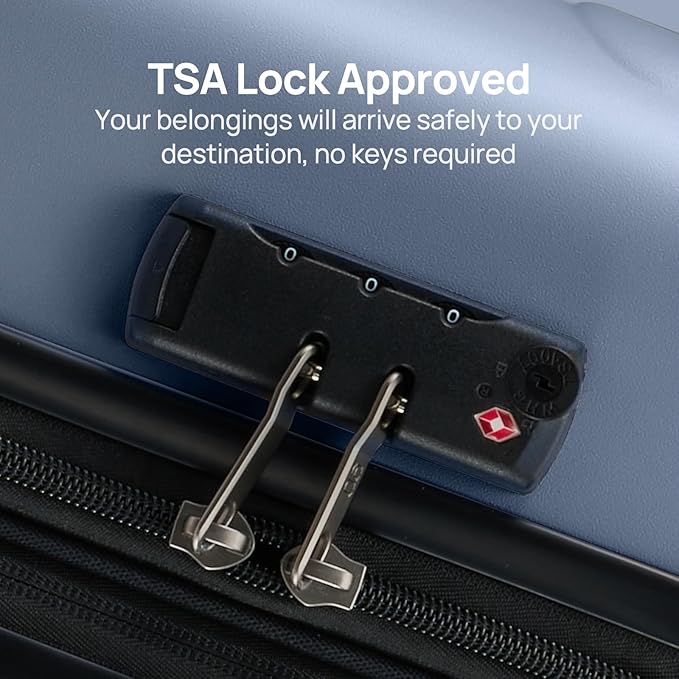 Carry on Luggage 22 X 14 X 9 Airline Approved, 20 Inch Luggage for 3-5 Days Travel, Double Spinner Wheels, 100% Hardshell PC, TSA Lock (03-Shadow (Basic), Checked 24-Inch)