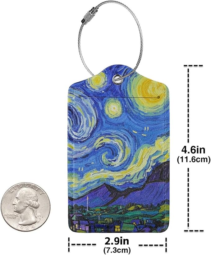 Vincent Van Gogh Starry Sky Night Luggage Cover Washable Suitcase Protector, Luggage Tag Travel Birthday Gifts For Men Women (S 18-21 Inch Luggage)