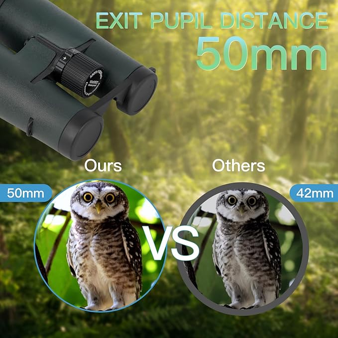 10x50ED Compact Binoculars for Adults – High-Powered BAK4 Prisms, Diamond White Coating, Waterproof & Fogproof, Rubber Armored – Ideal for Bird Watching, Hunting, Travel, Outdoor Sports