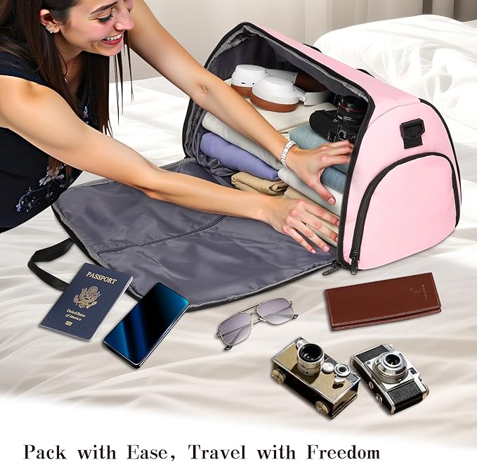 Garment Duffle Bags for Travel, Carry On Garment Duffel Weekender Bag 45L | 2-days Trip,Wrinkle-Free Travel,Separate Shoe Pocket | Overnight Garment Bag for Vacation, Business Trips, Weekend