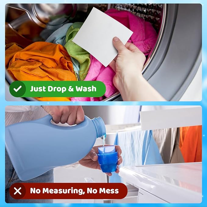 Laundry Detergent Sheets, 30 Laundry Soap Sheets 60 Loads, Travel Friendly Detergent Sheets, Eco Friendly Laundry Detergent Sheets, Compact Washer Sheets for Home & Travel Use