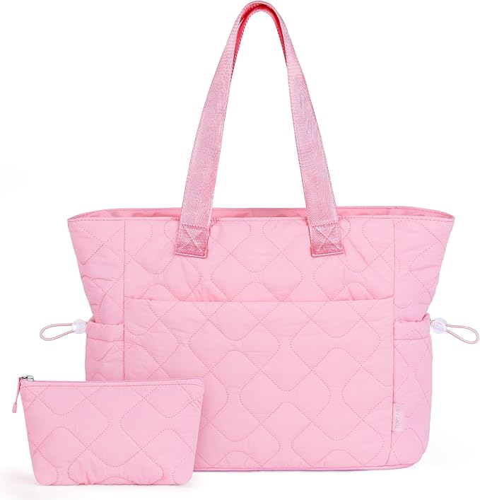 TOPEAST Tote Bag for Women, Large Puffer Tote Bag with Zipper, Lightweight Work Bags for Women, Quilted Bags for Nurse Travel