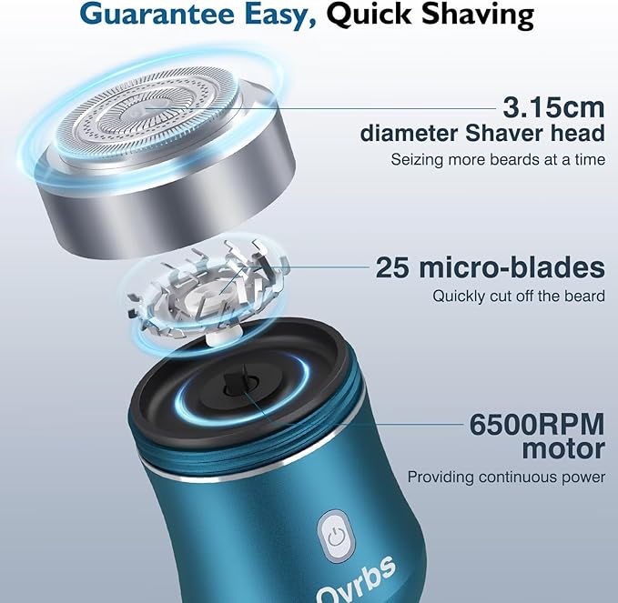 Mini Electric Razor,Aluminum Alloy Body,3D Floating Shaver Head,Type-C Charging,use for 45 Days,IPX7 Waterproof,Mini Portable Shaver,Travel Razor,Mini Shaver,Suitable for Home,Car,Trave