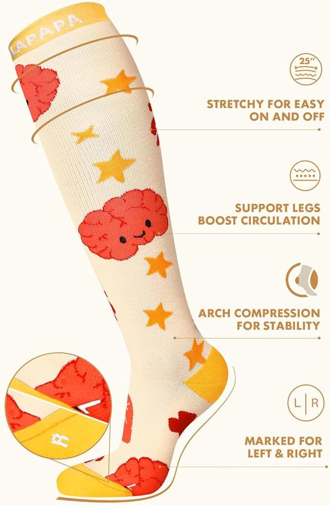 Thick Soft Cotton Compression Socks for Women Men 15-20mmHg Knee High Breathable Cotton Socks for All Day Comfort