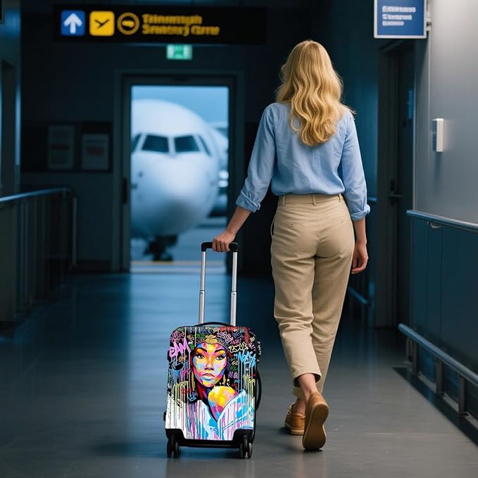 WUJIAONIAO Travel Luggage Cover Baggage Suitcase Cover Protector Skins 18-32 Inch (Graffiti A8, L (for 25-28 inch luggage))