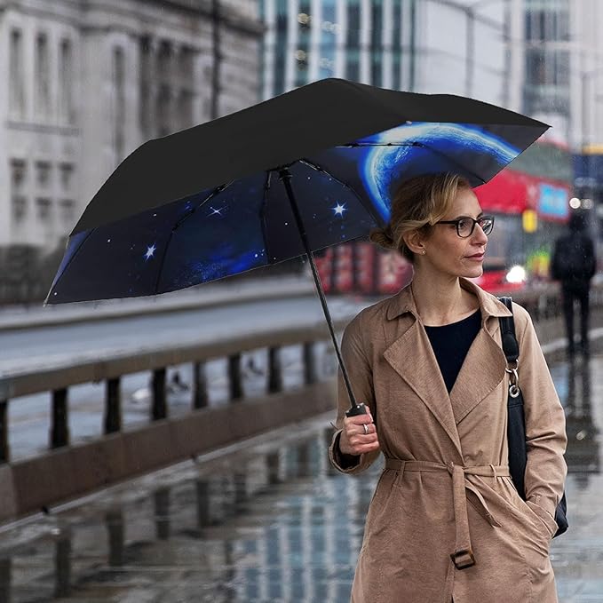 LLanxiry Compact Travel Umbrella, Mini Windproof Umbrellas for Rain & Sun, Small Lightweight Outdoor UV Umbrella, Portable Folding Umbrellas for Travel