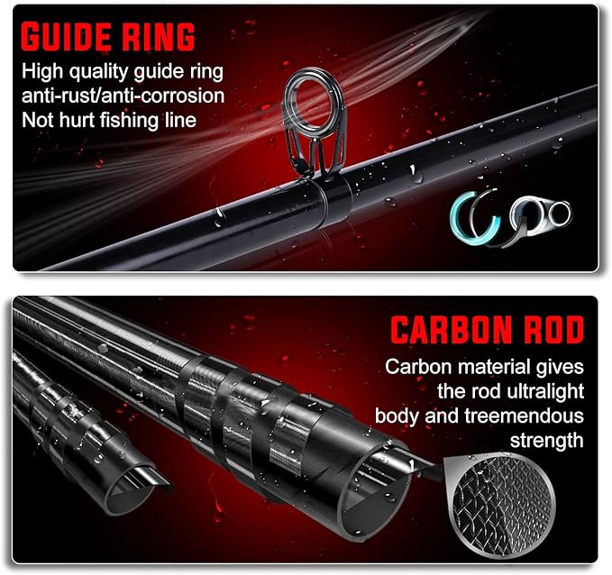 Sougayilang Fishing Pole with Spinning Reel Portable Fishing Rod Reel Combos
