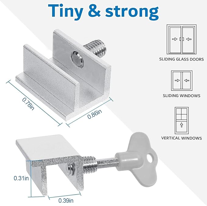 8 Sets Sliding Window Locks for Up and Down Windows,Easy to Install Vertical & Horizontal Window Security Locks,Adjustable Aluminum Window Stopper Lock