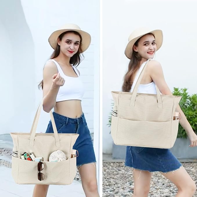 Waterproof Beach Tote Pool Bags for Women Ladies Extra Large Gym Tote Carry On Bag With Wet Compartment for Weekender Travel