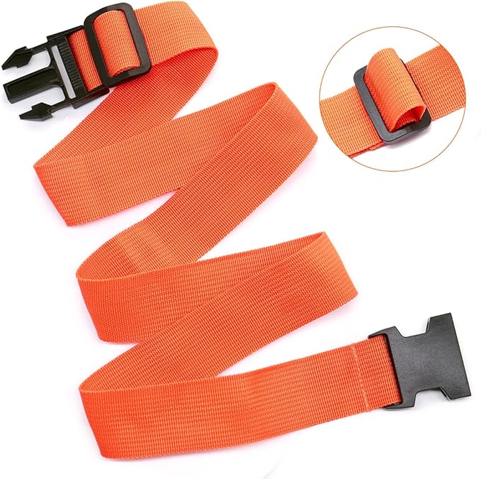 2Pack Luggage Straps Add Bag Luggages Straps to Connect Two Suitcases, Adjustable Luggage Belt Connector for Carry On, Travel Attachment Accessories for Connect Your 3 Luggages, Orange