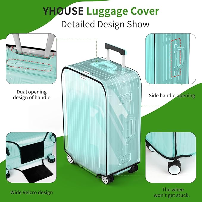 Suitcase Covers For Luggage, 28 Inch Clear PVC Luggage Covers Protector Full Thicken Transparent Waterproof Suitcase Sleeve With Large Velcro for 28" Wheeled Suitcases
