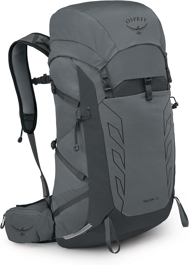 Osprey Talon 33L Men's Lightweight Hiking Backpack with Hipbelt, Phantom Grey/Dark Charcoal